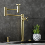 Millennium KS8707ZX Two-Handle 1-Hole Deck Mount Pot Filler, Brushed Brass