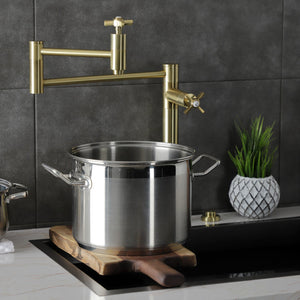 Millennium KS8707ZX Two-Handle 1-Hole Deck Mount Pot Filler, Brushed Brass