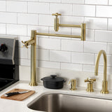 Millennium KS8707ZX Two-Handle 1-Hole Deck Mount Pot Filler, Brushed Brass