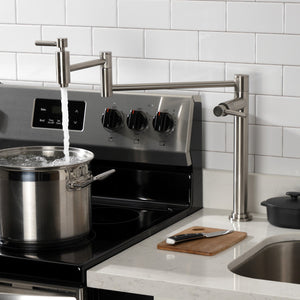 Concord KS8708DL Two-Handle 1-Hole Deck Mount Pot Filler, Brushed Nickel