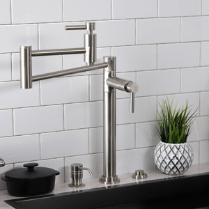 Concord KS8708DL Two-Handle 1-Hole Deck Mount Pot Filler, Brushed Nickel