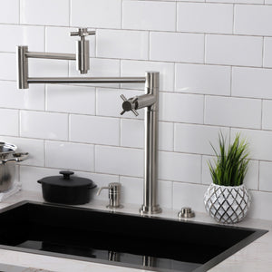 Concord KS8708DX Two-Handle 1-Hole Deck Mount Pot Filler, Brushed Nickel