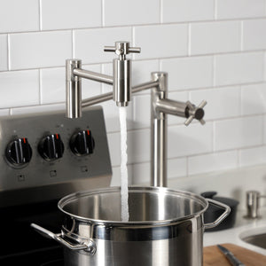 Concord KS8708DX Two-Handle 1-Hole Deck Mount Pot Filler, Brushed Nickel
