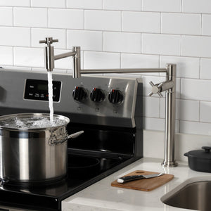 Concord KS8708DX Two-Handle 1-Hole Deck Mount Pot Filler, Brushed Nickel