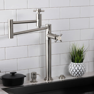 Concord KS8708DX Two-Handle 1-Hole Deck Mount Pot Filler, Brushed Nickel