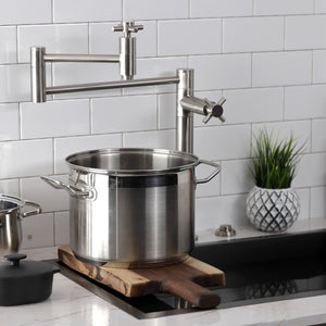 Concord KS8708DX Two-Handle 1-Hole Deck Mount Pot Filler, Brushed Nickel