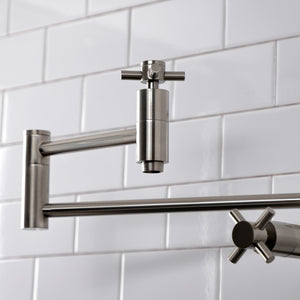 Concord KS8708DX Two-Handle 1-Hole Deck Mount Pot Filler, Brushed Nickel