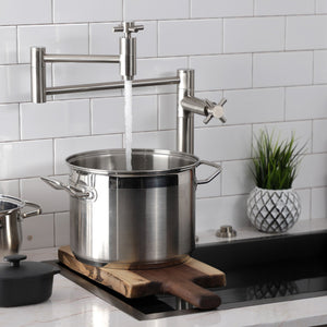 Concord KS8708DX Two-Handle 1-Hole Deck Mount Pot Filler, Brushed Nickel