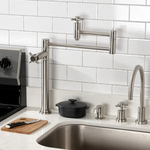Concord KS8708DX Two-Handle 1-Hole Deck Mount Pot Filler, Brushed Nickel