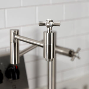 Millennium KS8708ZX Two-Handle 1-Hole Deck Mount Pot Filler, Brushed Nickel