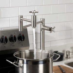 Millennium KS8708ZX Two-Handle 1-Hole Deck Mount Pot Filler, Brushed Nickel