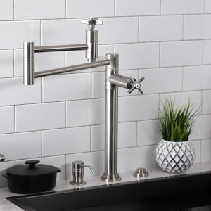 Millennium KS8708ZX Two-Handle 1-Hole Deck Mount Pot Filler, Brushed Nickel