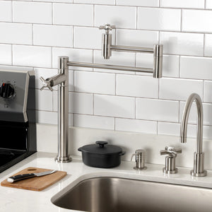 Millennium KS8708ZX Two-Handle 1-Hole Deck Mount Pot Filler, Brushed Nickel