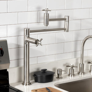 Millennium KS8708ZX Two-Handle 1-Hole Deck Mount Pot Filler, Brushed Nickel