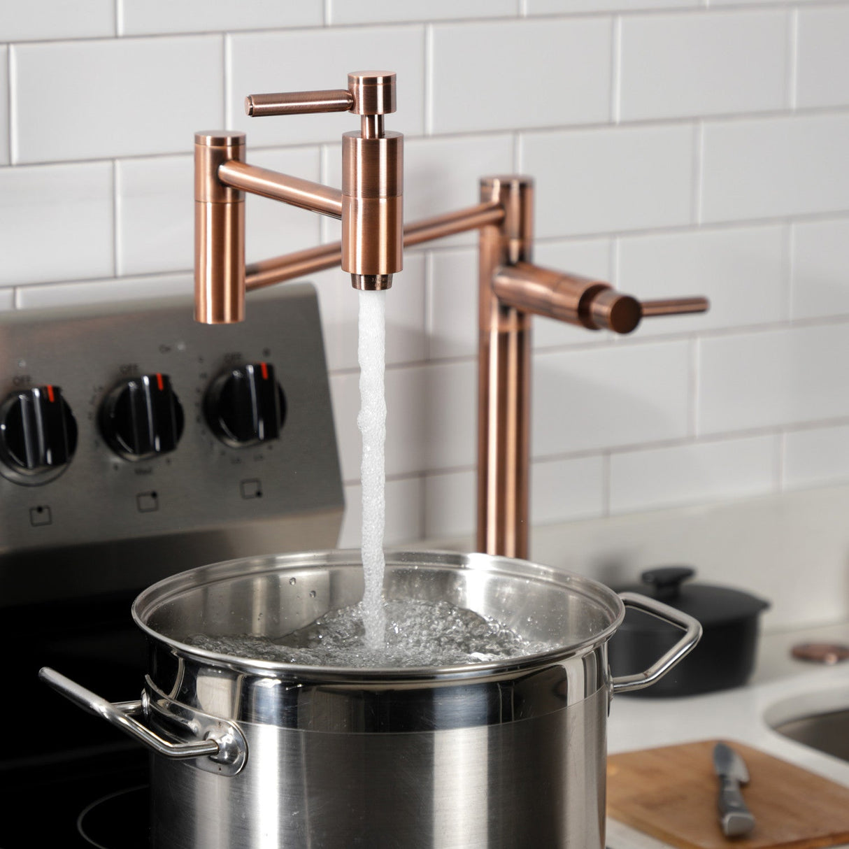 Concord KS870DLAC Two-Handle 1-Hole Deck Mount Pot Filler, Antique Copper