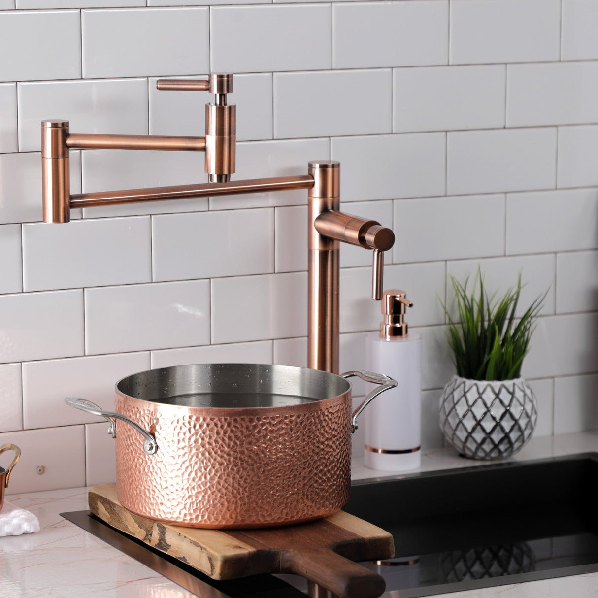 Concord KS870DLAC Two-Handle 1-Hole Deck Mount Pot Filler, Antique Copper