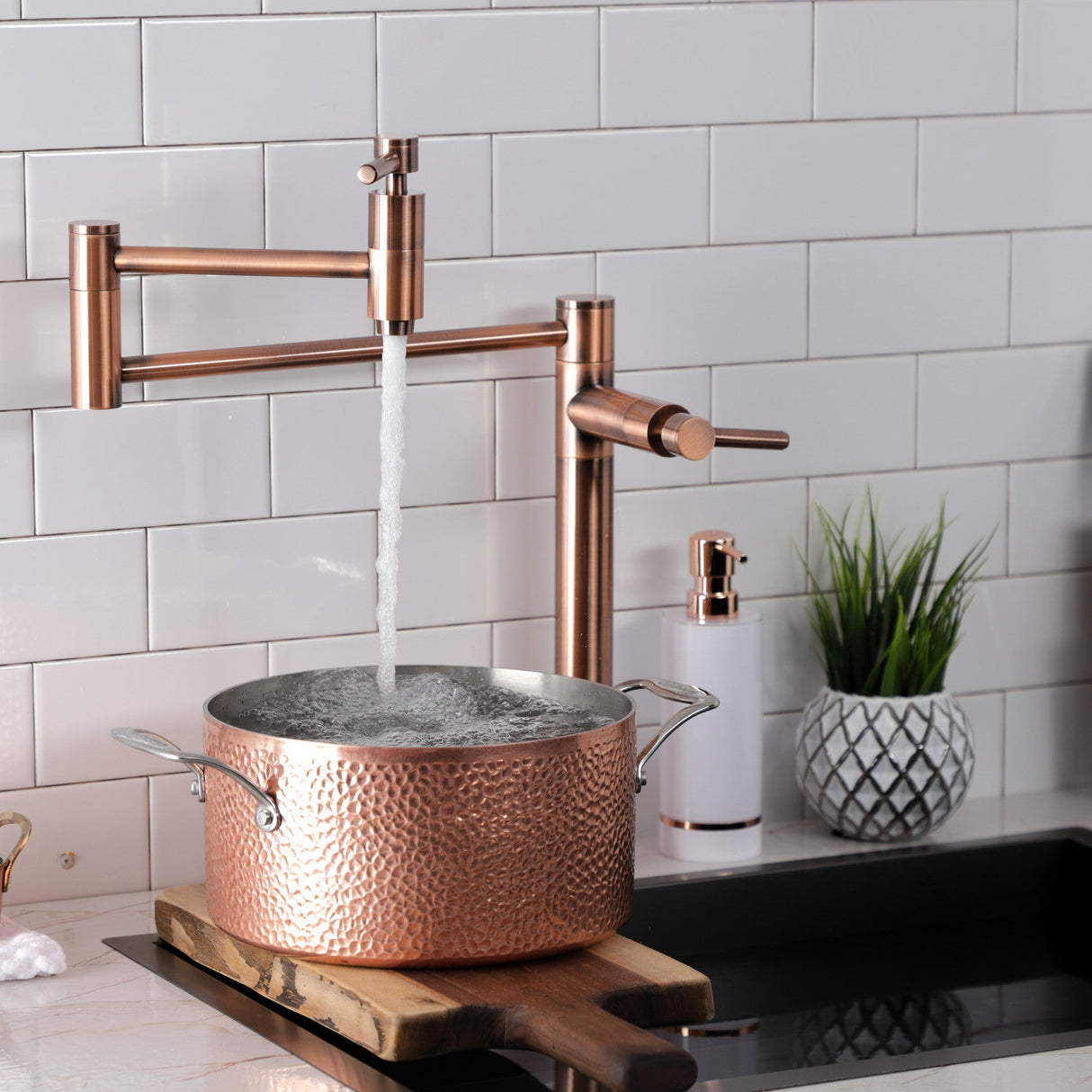 Concord KS870DLAC Two-Handle 1-Hole Deck Mount Pot Filler, Antique Copper