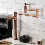 Concord KS870DLAC Two-Handle 1-Hole Deck Mount Pot Filler, Antique Copper