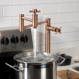 Concord KS870DXAC Two-Handle 1-Hole Deck Mount Pot Filler, Antique Copper