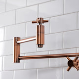 Concord KS870DXAC Two-Handle 1-Hole Deck Mount Pot Filler, Antique Copper