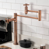 Concord KS870DXAC Two-Handle 1-Hole Deck Mount Pot Filler, Antique Copper