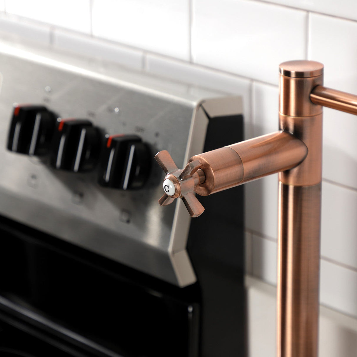 Millennium KS870ZXAC Two-Handle 1-Hole Deck Mount Pot Filler, Antique Copper