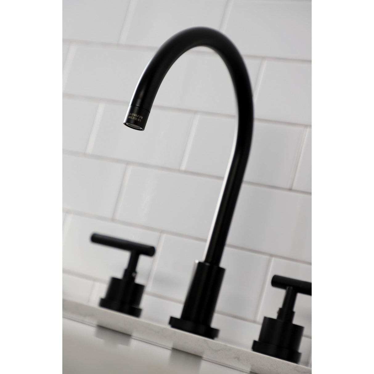 Kaiser KS8720CKLBS Widespread Kitchen Faucet with Brass Sprayer, Matte Black