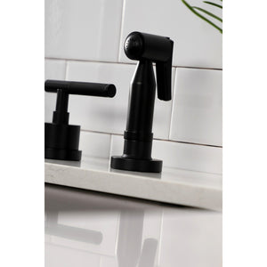 Kaiser KS8720CKLBS Widespread Kitchen Faucet with Brass Sprayer, Matte Black