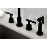 Kaiser KS8720CKLBS Widespread Kitchen Faucet with Brass Sprayer, Matte Black