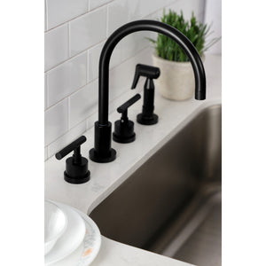 Kaiser KS8720CKLBS Widespread Kitchen Faucet with Brass Sprayer, Matte Black