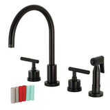 Kaiser KS8720CKLBS Widespread Kitchen Faucet with Brass Sprayer, Matte Black