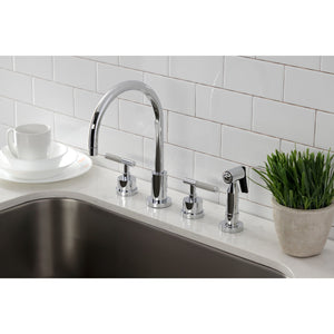 Kaiser KS8721CKLBS Widespread Kitchen Faucet with Brass Sprayer, Polished Chrome