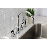 Kaiser KS8721CKLBS Widespread Kitchen Faucet with Brass Sprayer, Polished Chrome