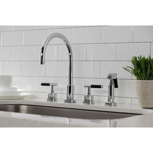 Kaiser KS8721CKLBS Widespread Kitchen Faucet with Brass Sprayer, Polished Chrome