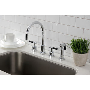 Kaiser KS8721CKLBS Widespread Kitchen Faucet with Brass Sprayer, Polished Chrome