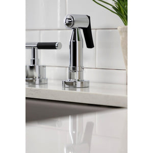Kaiser KS8721CKLBS Widespread Kitchen Faucet with Brass Sprayer, Polished Chrome