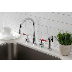 Kaiser KS8721CKLBS Widespread Kitchen Faucet with Brass Sprayer, Polished Chrome