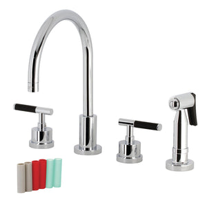 Kaiser KS8721CKLBS Widespread Kitchen Faucet with Brass Sprayer, Polished Chrome