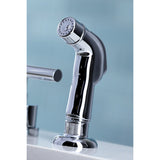 Manhattan KS8721CML Two-Handle 4-Hole Deck Mount Widespread Kitchen Faucet with Plastic Sprayer, Polished Chrome