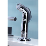 Claremont KS8721CQL Two-Handle 4-Hole Deck Mount Widespread Kitchen Faucet with Plastic Sprayer, Polished Chrome