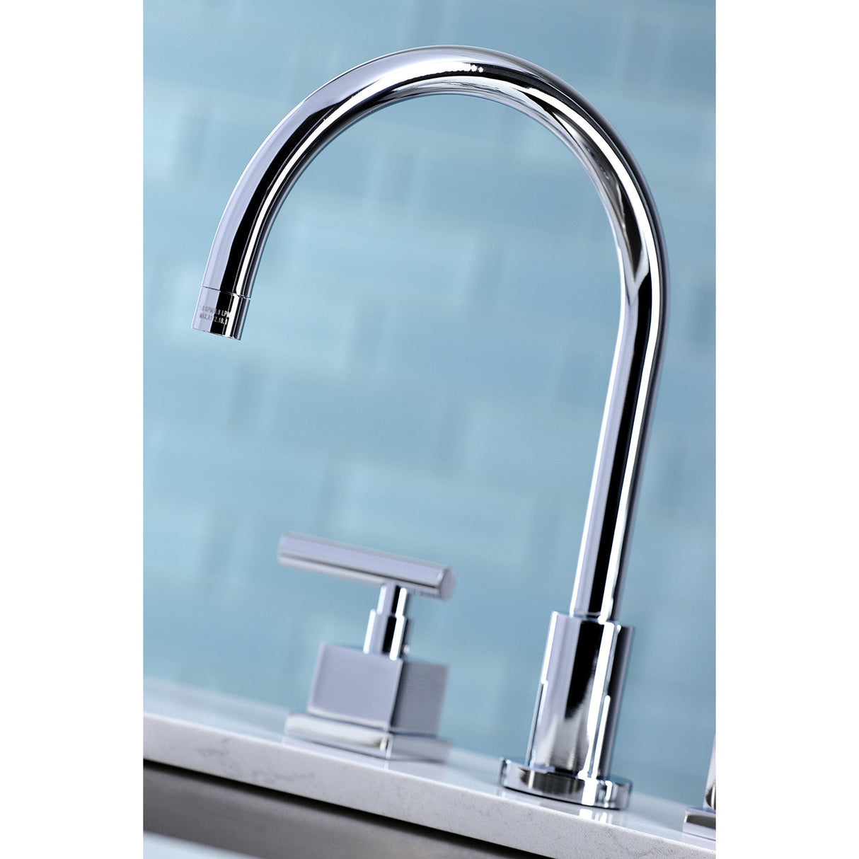 Claremont KS8721CQL Two-Handle 4-Hole Deck Mount Widespread Kitchen Faucet with Plastic Sprayer, Polished Chrome