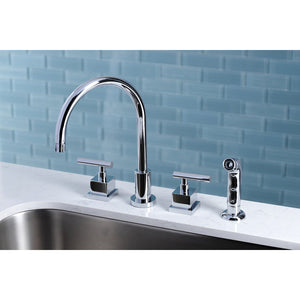 Claremont KS8721CQL Two-Handle 4-Hole Deck Mount Widespread Kitchen Faucet with Plastic Sprayer, Polished Chrome