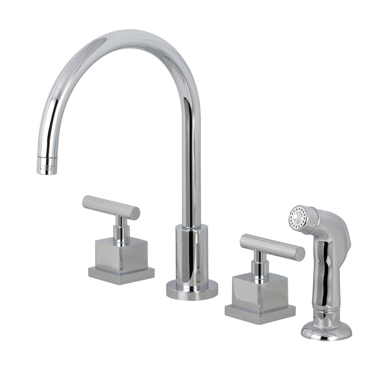 Claremont KS8721CQL Two-Handle 4-Hole Deck Mount Widespread Kitchen Faucet with Plastic Sprayer, Polished Chrome