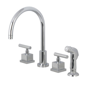 Claremont KS8721CQL Two-Handle 4-Hole Deck Mount Widespread Kitchen Faucet with Plastic Sprayer, Polished Chrome