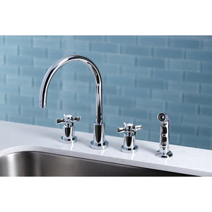Millennium KS8721ZX Two-Handle 4-Hole Deck Mount Widespread Kitchen Faucet with Plastic Sprayer, Polished Chrome