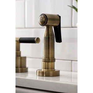 Kaiser KS8723CKLBS Widespread Kitchen Faucet with Brass Sprayer, Antique Brass