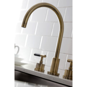 Kaiser KS8723CKLBS Widespread Kitchen Faucet with Brass Sprayer, Antique Brass