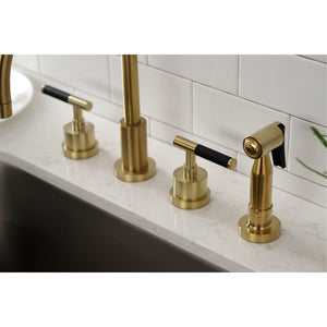 Kaiser KS8727CKLBS Widespread Kitchen Faucet with Brass Sprayer, Brushed Brass