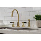Kaiser KS8727CKLBS Widespread Kitchen Faucet with Brass Sprayer, Brushed Brass