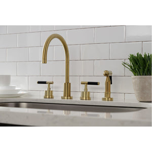 Kaiser KS8727CKLBS Widespread Kitchen Faucet with Brass Sprayer, Brushed Brass